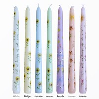 Europäischer Stil 25cm Lange Blumenmuster-Stabkerze Rauchfreie Handgemachte Sojawachs-Kerze für Hochzeit Festival Heim-Atmosphäre Dekoration