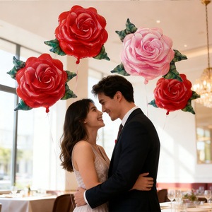 Ballons en feuille d'aluminium à motif de rose peinte à l'huile <span class=keywords><strong>pour</strong></span> décorations élégantes de propositions de mariage - Product Image 1