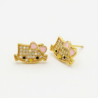 Boucles d'oreilles en cuivre motif chat mignon pour femme