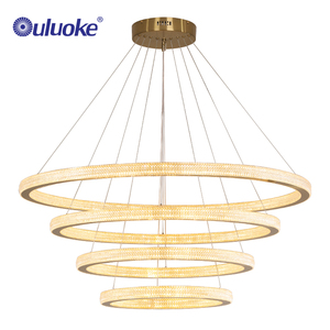 Lampadario Moderno Ristorante Apparecchio di Illuminazione 2 Cerchio Anello <span class=keywords><strong>In</strong></span> <span class=keywords><strong>Alluminio</strong></span> Acrilico HA CONDOTTO LA Luce Del Pendente Lampadario - Product Image 6