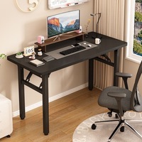 Bureau d'ordinateur pliable avec double traverses renforcées, modèle simple et compact pour la maison/le bureau, idéal pour l'étude et l'écriture