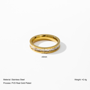 YF2723 Anello alla Moda Placcato Oro 18K a Doppio Strato con Zirconi, Anello in Acciaio Inossidabile con Diamanti, Gioielli - Product Image 3