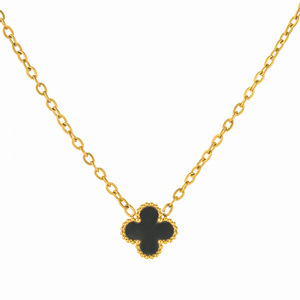 <span class=keywords><strong>Collier</strong></span> trèfle à quatre feuilles porte-bonheur plaqué or 18 carats de 9 mm pour femme, design double face, tendance luxe léger, en acier titane pour clavicule - Product Image 5