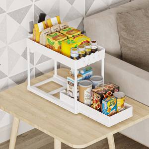 Étagère de rangement multifonctionnelle coulissante à double niveau, design moderne, idéale pour cuisine, salle de bain, chambre et salon – Meilleure vente - Product Image 3