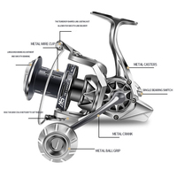 Moulinet Spinning HK8000 10000 12000 pour Pêche en Mer et Surfcasting, Ratio 4.1:1, Métal Résistant à la Corrosion, Résistance Maximale 15kg
