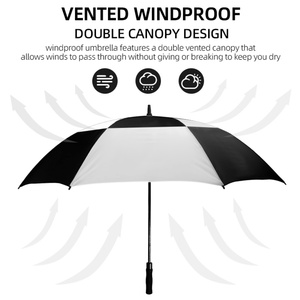 Large Golf <b>Umbrella</b> 68 Inch <b>Windproof</b> Double Canopy Automatic Open Close UV Protection Personalized Logo Black Fiberglass Frame - Product Image 4