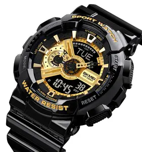 SKMEI Youth Fashion Digitaluhr Herren Stoß feste wasserdichte Doppel armbanduhren LED Chrono Wecker Herren uhren Cool Hour