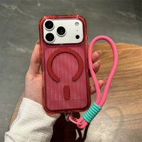 Étui de téléphone magnétique de luxe transparent à motif ondulé pour iPhone 18 17 16 15 Pro Max, avec sangle, pour femmes et jeunes filles