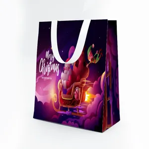 Factory custom design Christmas Jewelry food event gift bag Recyclable grocery store gift Art Paper kraft paper packaging bag