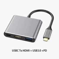 Hub USB-C 4-en-1 Jasoz pour appareils MAC OS/Windows/Linux, avec USB 2.0, USB 3.0, VGA, charge PD, en alliage d'aluminium avec boîte