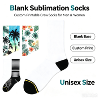 Chaussettes de sport vierges imprimables pour hommes et femmes, chaussettes de sport à semelle renforcée personnalisables par sublimation, vente en gros ODM