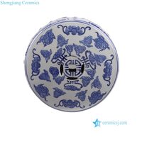 Tabouret de jardin classique en porcelaine orientale RZPZ29-A/B/C, écologique, fait main, motif nœud de bambou bleu et blanc, table d'appoint tambour pour patio
