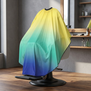 Cape de barbier unisexe en polyester, imperméable, à sublimation, avec détection d'aiguille, dégradé jaune - Product Image 3