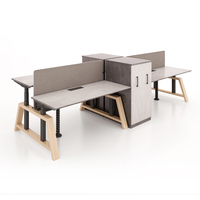 Bureau d'angle moderne électrique en L à colonne élévatrice réglable en hauteur, en métal, MIGE SENDI-WF, vitesse 40 mm/s, course 650 mm, force 1500 N