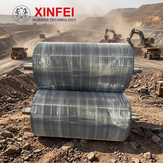 Heavy Duty Polyurethane Conveyor PU Roller Drum for Mining Belt Conveyor System Bulk Material Belt Transportation