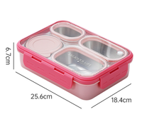 Boîte à lunch Bento en acier inoxydable à isolation thermique de 950ml avec 4 compartiments et bol en métal chauffant pour soupe