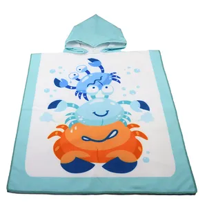 Asciugamano da bagno Poncho da spiaggia in microfibra per bambini con cappuccio asciugamano da spiaggia per bambini con cappuccio