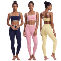 Ensemble de yoga et d'entraînement grande taille pour femme - Ensemble 2 pièces tendance avec leggings taille haute et brassière de sport dos croisé en nylon/spandex respirant, personnalisable