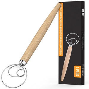 Fouet à pâte danois de qualité supérieure, fouet hollandais avec anneau en acier inoxydable, fouet danois <span class=keywords><strong>pour</strong></span> la pâte à <span class=keywords><strong>pain</strong></span>, à pâtisserie ou à pizza, 13 pouces - Product Image 1
