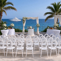 Chaise de mariage ronde en plastique PP blanc, empilable, modèle Phoenix, avec coussin en PU, idéale pour banquets, hôtels, événements et fêtes - Offre Spéciale