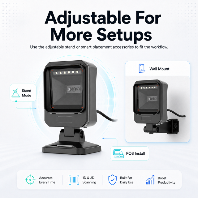 NORGEE N2200 USB RS232 Omnidirectional QR Barcode Scanner for Desktop/Tabletop Use Wall Mount Option in Stock 1-Year Warranty