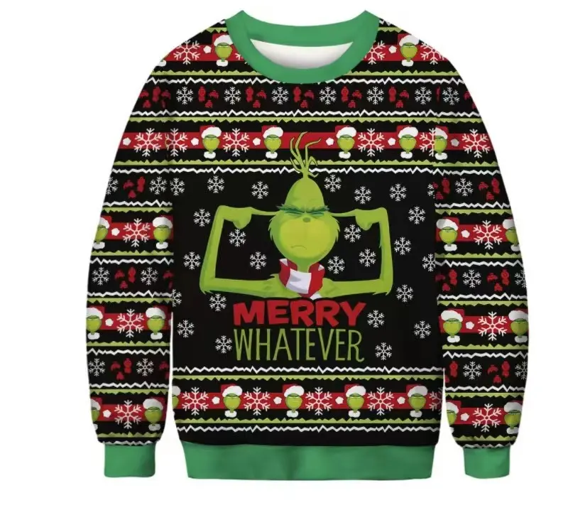 Long Sleeve Sweater Man Cartoon Men Knitted Acrylic Customized Ugly Christmas Sweater Custom Holiday Winter Standard Crew Neck