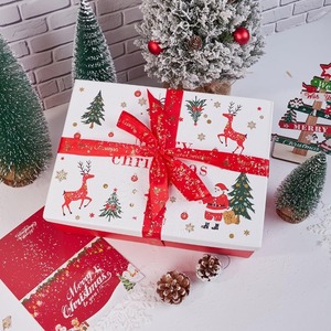 Christmas gift <b>box</b> with lid, card, ribbon, and corrugated paper (<b>white</b>) can be customized according to your needs - Product Image 2