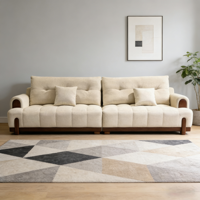 Canapé de salon de haute qualité en tissu crème avec pieds en bois, canapé moderne confortable au design élégant pour la maison