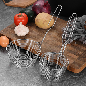 أدوات مطبخ متعددة الوظائف من الفولاذ المقاوم للصدأ-سلال قلي شبكية سلكية-مصفاة ومكافي معلقة على الحائط - Product Image 2