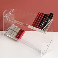 Présentoir de maquillage en acrylique avec support pour cartes, pour ranger parfums, rouges à lèvres et palettes de maquillage airless