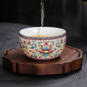 Wholesale Ceramic Enamel Color Gilded Single Retro Cups And Tea Bowls <b>Gift</b> <b>Box</b> Sets - Product Image 2