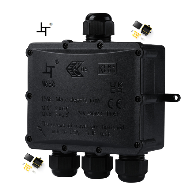 Connection Box and Waterproof Junction Box IP68 Certified Customized 4way 1In 3Out Structure for Power and Lighting Solutions