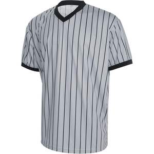 Camiseta de árbitro de fútbol TopTie Performance, camiseta oficial gris con cuello en V y rayas negras para oficiales de baloncesto - Product Image 2