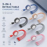Câble de charge USB rétractable portable 1M avec logo personnalisé, promotion en gros, charge rapide pour Android et iPhone Type C