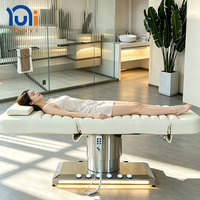 Lit de salon de beauté en cuir PU avec base en acier inoxydable, lit de massage spa, lit facial adapté aux salons de beauté