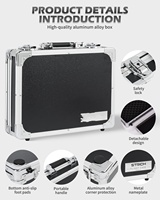 Kotak Pedal Gitar MINI+14, 14.96" X 11.02" X 3.94" Kotak Pedal Efek Aluminium dengan Pengunci dan Pita Perekat