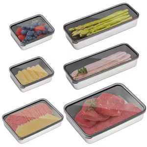 Contenedor de Almacenamiento de Alimentos de Acero Inoxidable 304, Caja Rectangular con Tapa Hermética para Carne, Verduras y Bocadillos - Product Image 1
