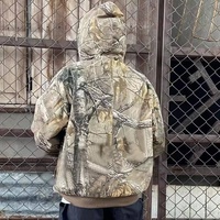 Veste à capuche zippée camouflage 100 % coton pour homme, coupe courte, imprimé numérique, imperméable, séchage rapide, streetwear printemps, vêtement tricoté