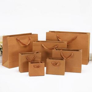 Wholesale Luxury Reusable Custom Logo Shopping & Craft Bags with Handles Brown Kraft Paper Eco-Friendly Gift Bags - Product Image 5