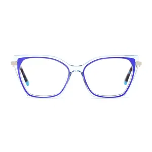 2024 Cat Eye Transparent Acetate Frame Fashion Glasses Frame Men's And Women's Colorful Optical Glasses Frame