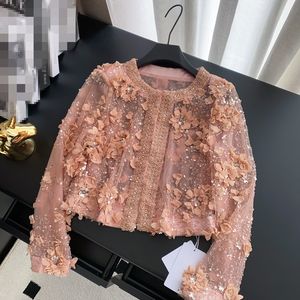 Giacca Corta e Sottile da Donna di Lusso Leggero con Perline e Ricami Floreali, <span class=keywords><strong>Top</strong></span> di Alta Gamma per Donna - Product Image 3