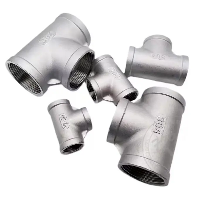 1/2inch BSP NPT Goods In Stock Plumbing Materials Stainless Steel Threaded SS304/316 Pipe Fittings Tee For Water Supply