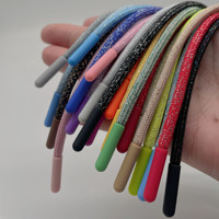 Cordon de serrage en polyester Lurex de 4-5 mm avec embouts en plastique pour lacets de chaussures, cordon de serrage personnalisé pour sweat à capuche