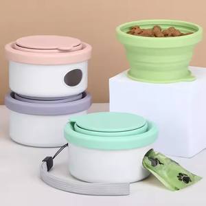 Poop çanta ile 3 in 1 silikon hayvan mama kabı açık seyahat gıda köpek kedi için su sebili besleyici gıda sınıfı katlanabilir kase - Product Image 1