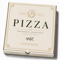 Boîte d'emballage pour pizza en carton ondulé kraft recyclable avec logo personnalisé en relief or, impression quadricolore pour la livraison de nourriture aux restaurants