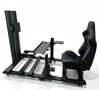 Support de cockpit de simulateur de vol et de course réglable en aluminium extrudé, double usage, avec support de siège et de moniteur