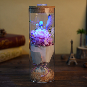 Festival di san Valentino Di <span class=keywords><strong>Compleanno</strong></span> Che Desiderano Bottiglia Colorato di Rosa Scatola Regalo di trasporto all'ingrosso Conservato Naturale di <span class=keywords><strong>Fiori</strong></span> con la luce del led - Product Image 4