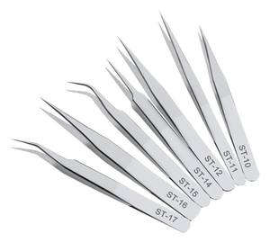 <span class=keywords><strong>Pinzas</strong></span> de acero inoxidable endurecido antimagnéticas con punta fina para reparaciones, laboratorio y trabajos de precisión artesanales - Product Image 1