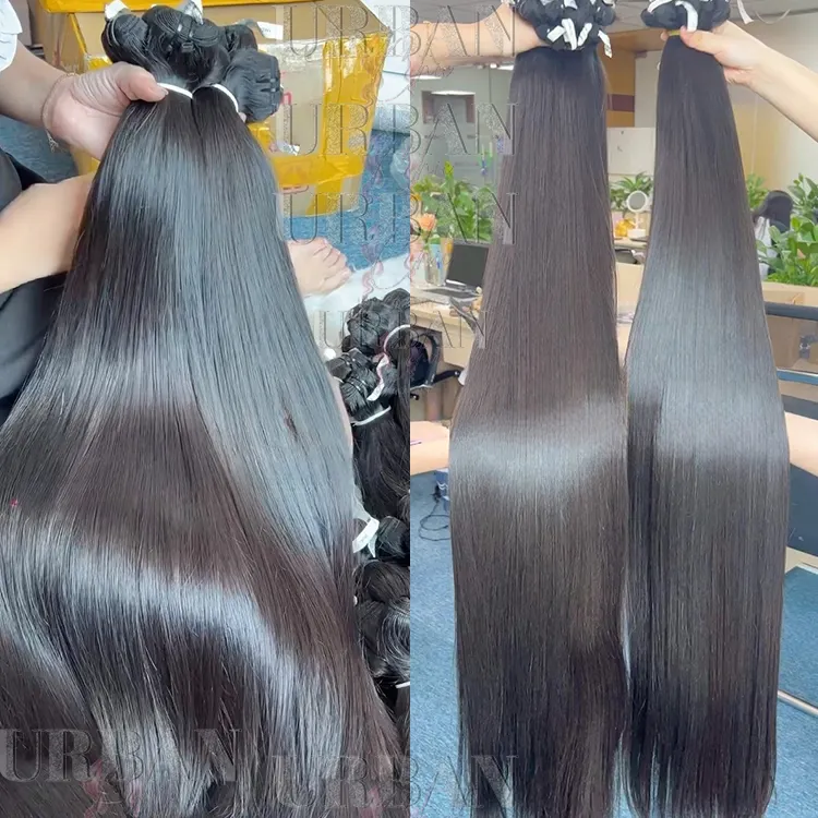 Vente en gros de cuticules vietnamiennes brutes alignées non traitées un donneur de cheveux humains vendeur de paquets de cheveux humains bruts vietnamiens à double tirage