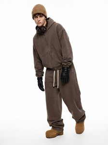 <span class=keywords><strong>Felpa</strong></span> con Zip Personalizzabile Autunno/Inverno: Stile Streetwear Americano, Cool e Versatile, Effetto Vintage Lavato, Vestibilità Ampia - Product Image 3